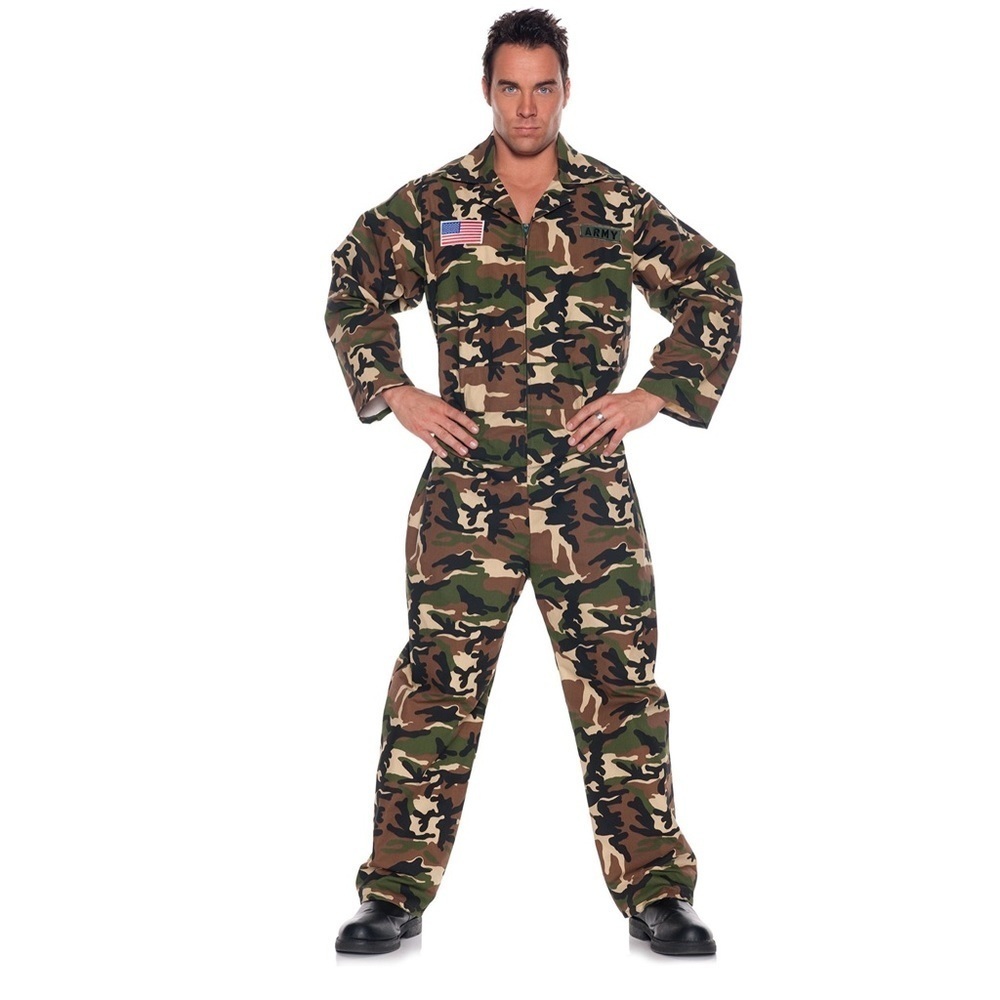 Underwraps Halloween Costume Party Men's Army Jumpsuit Costume One Size